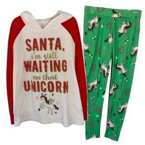 Justice Hooded Christmas Unicorn Pajama Set